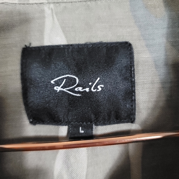 Rails Everett Camo Linen Blend Button Up Shirt Shacket Large - Picture 4 of 10